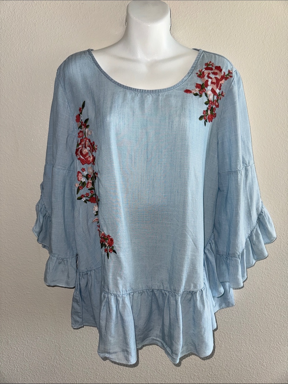 Embroidered Light Blue Women's blouse